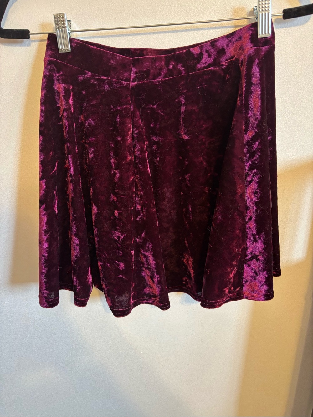Burgundy velvet skater skirt